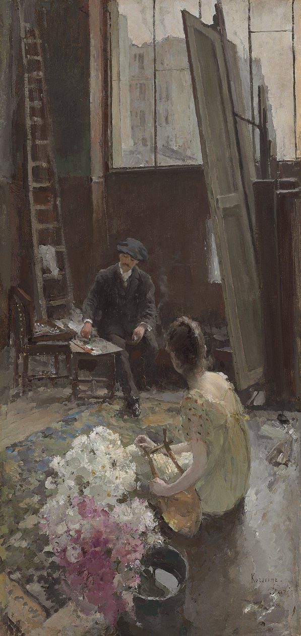 En el estudio del artista de Konstantin Alekseevich Korovin