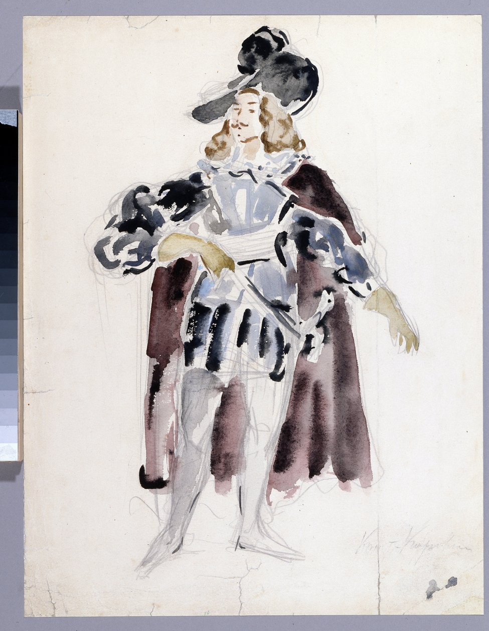 Diseño de vestuario para la ópera ""Le guest de pierre"" de Alexandre Dargomyjski (1813-1869) (Diseño de vestuario para la ópera The Stone Guest de A. Dargomyzhsky). Obra de Konstantin Alexeyevich Korovin (Constantin Korovin) (1861-1939), acuarela sobre pa de Konstantin Alekseevich Korovin
