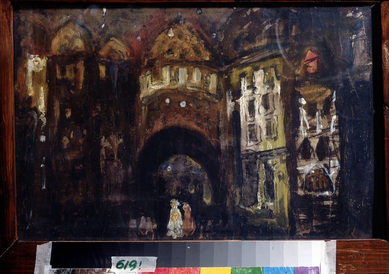 Escenografía para la ópera Fausto de Charles Gounod (Escenografía para la ópera Fausto de C. Gounod). Obra de Konstantin Alexeyevich Korovin (Constantin Korovin) (1861-1939), gouache sobre cartón de Konstantin Alekseevich Korovin
