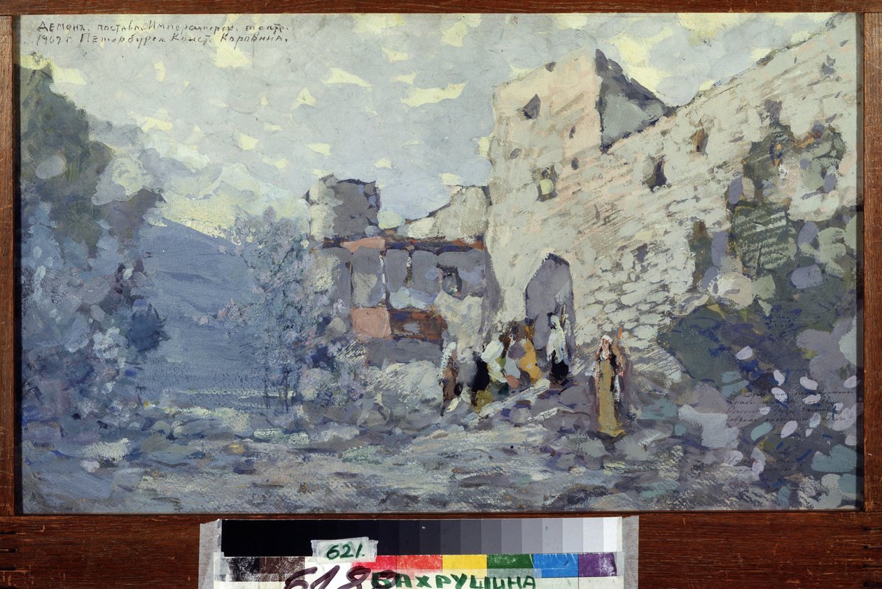 Escenografía para la ópera Le Demon de Anton Rubinstein (1829-1894) (Escenografía para la ópera El Demonio de A. Rubinstein). Obra de Konstantin Alexeyevich Korovin (Constantin Korovin) (1861-1939), témpera sobre cartón de Konstantin Alekseevich Korovin