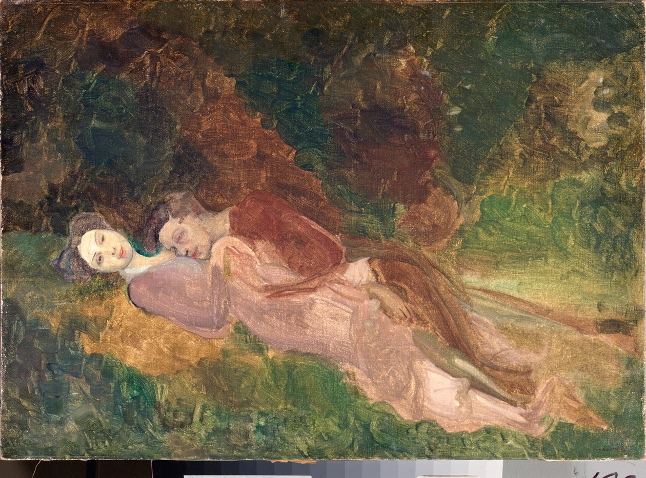Amantes (Amantes) - Pintura de Konstantin (Konstantin) Andreevich Somov (1869-1939), óleo sobre lienzo de Konstantin Andreevic Somov