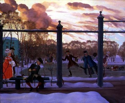 Pista de patinaje en invierno de Konstantin Andreevic Somov