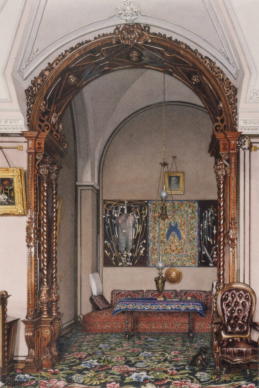 Interiores del Palacio de Invierno. El Alcoba del Estudio del Gran Príncipe Nicolás Nicolaievich de Konstantin Andreyevich Ukhtomsky