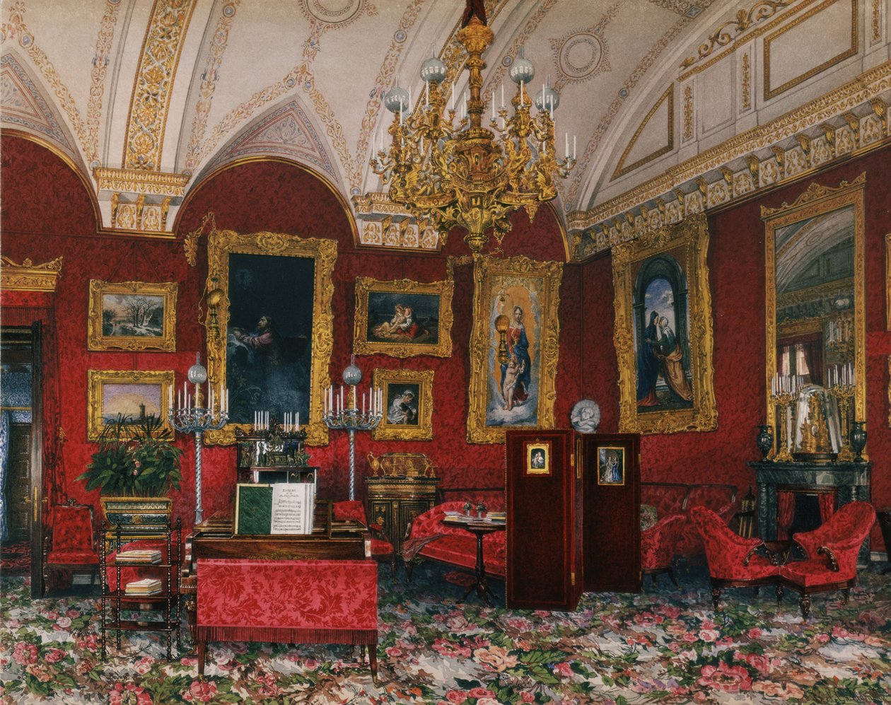 Interiores del Palacio de Invierno. El Estudio de la Gran Princesa María Nikoláyevna, finales del siglo XIX de Konstantin Andreyevich Ukhtomsky
