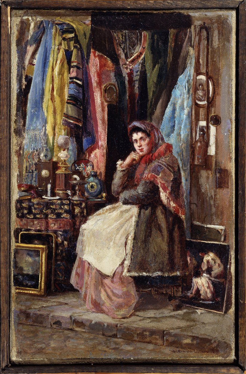 Boutique de curiosidades (Tienda de Curiosidades). Pintura de Konstantin Yegorovich Makovsky (Constantin Makovski) (1839-1915), huile sur toile. Arte ruso 19e siecle. Museo de Arte M. Tuganov de Osetia del Norte, Vladikavkaz (Vladicaucaze) (ruso). de Konstantin Egorovich Makovsky