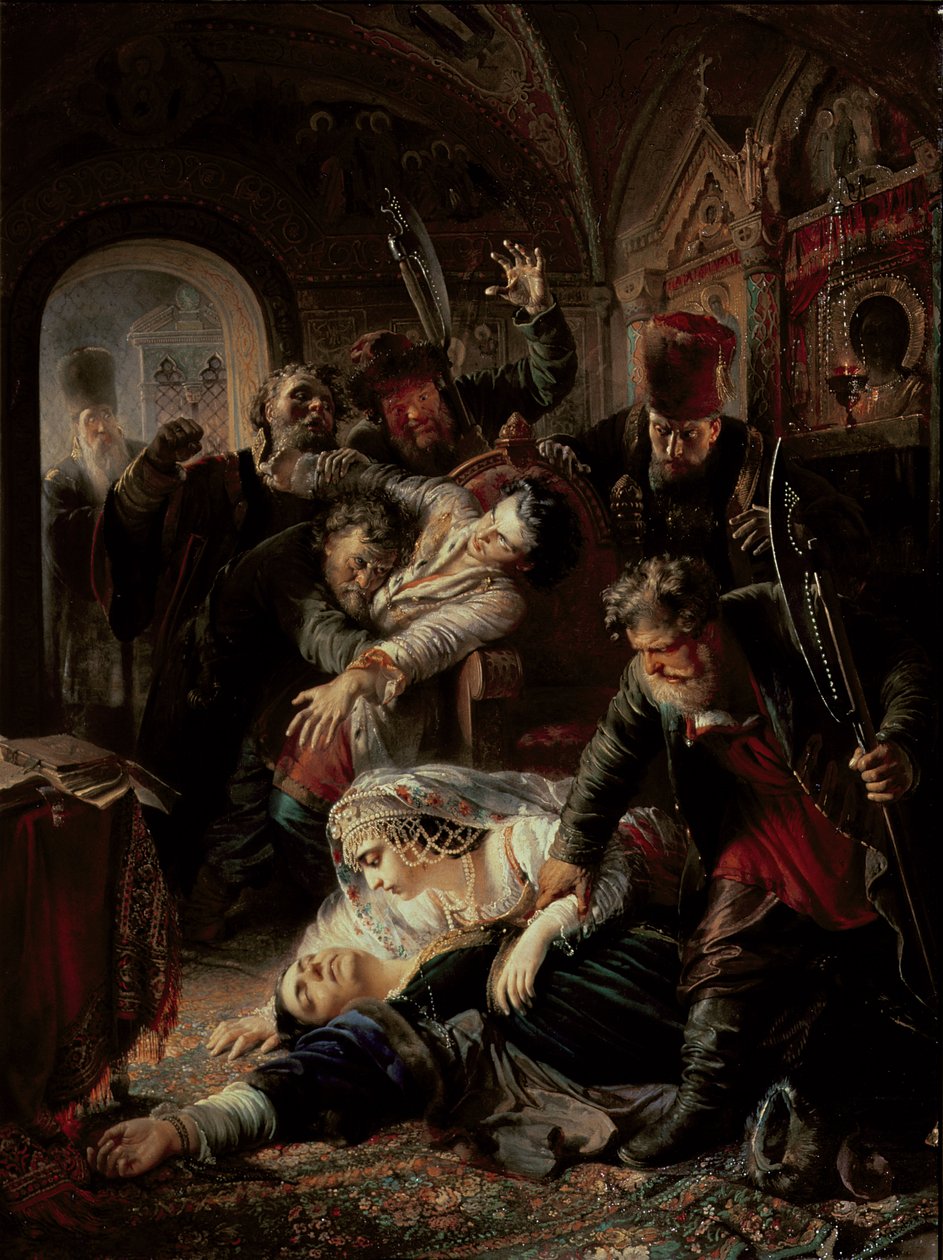 Asesinos contratados que matan al hijo del zar Boris Fiodorevich Godunov de Konstantin Egorovich Makovsky
