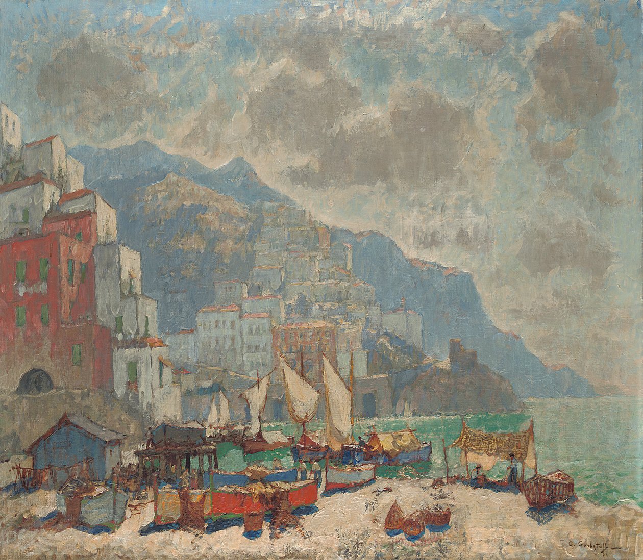 Vista de Amalfi a la luz de la mañana de Konstantin Ivanovich Gorbatov