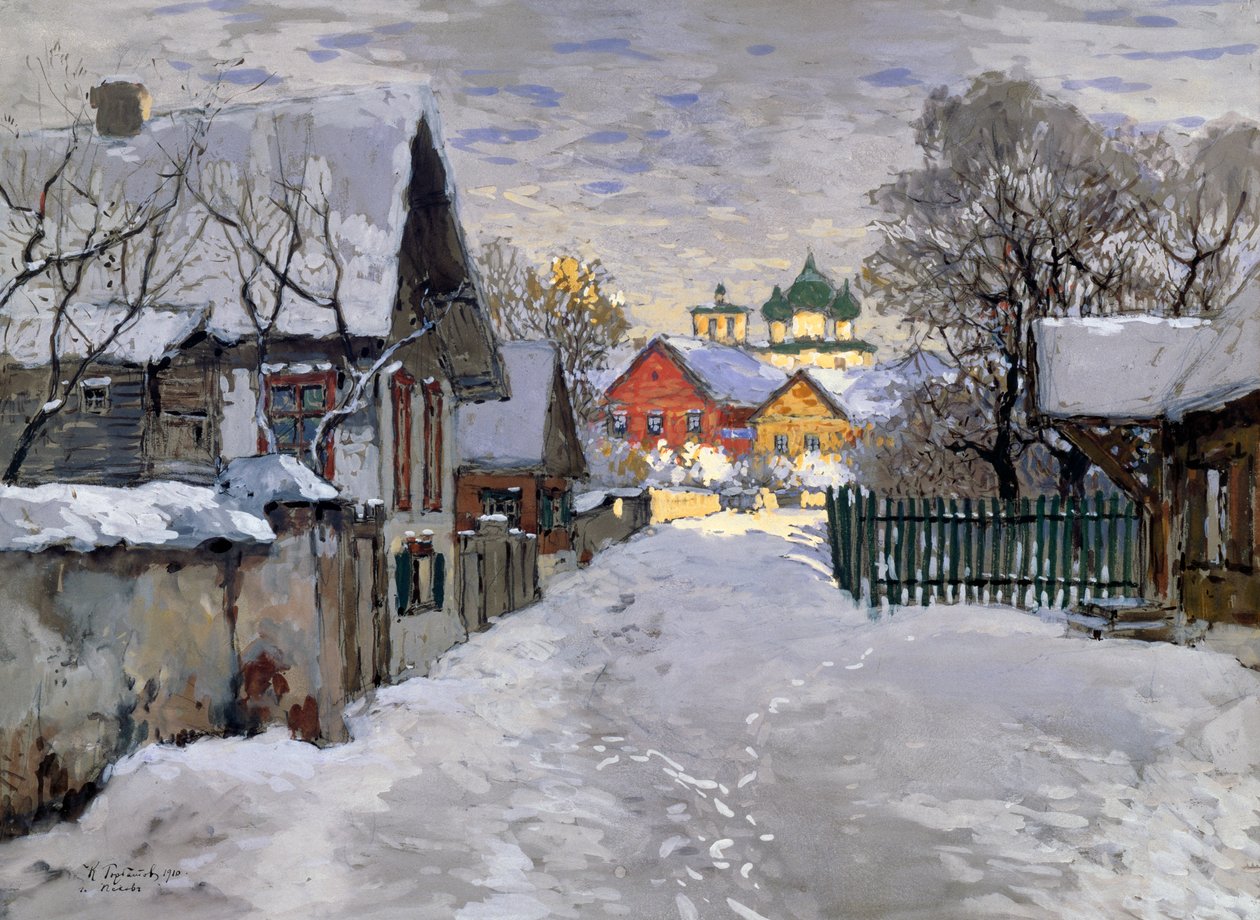 Noche de invierno, una esquina de Pskov de Konstantin Ivanovich Gorbatov