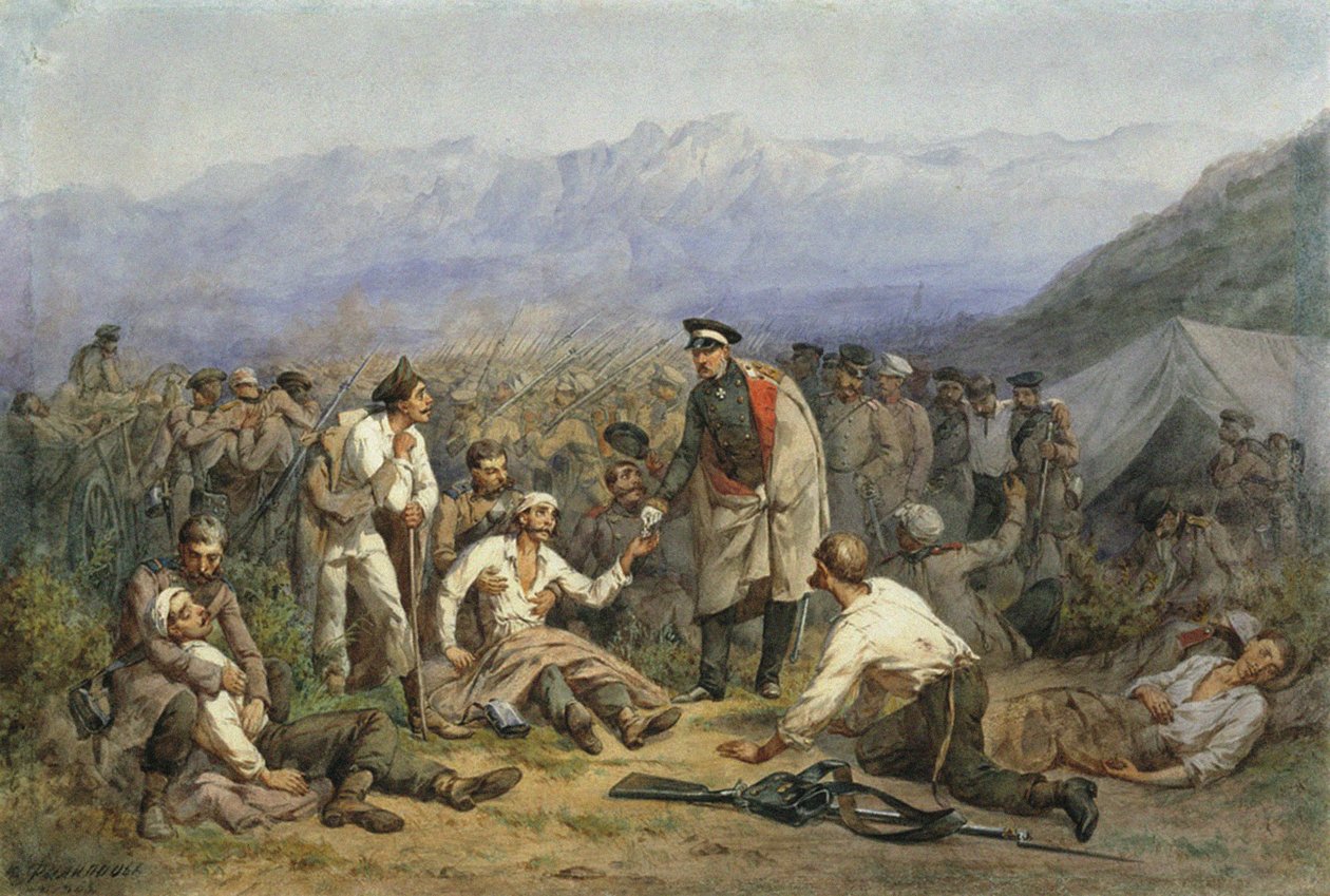 Después de la batalla. Escena de la guerra de Crimea de Konstantin Nikolaevich Filippov