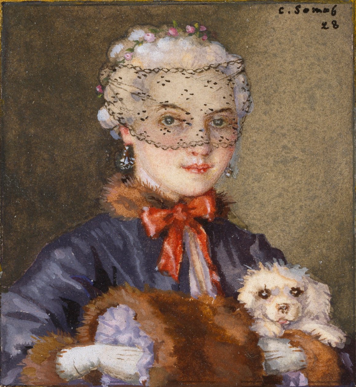 Dama con un perro, 1928 de Konstantin Somov