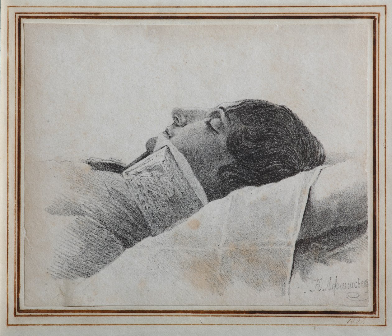 Dimitri Venevitinov 1805-1827 en el lecho de muerte, 1827 de Konstantin Yakovlevich Afanasyev