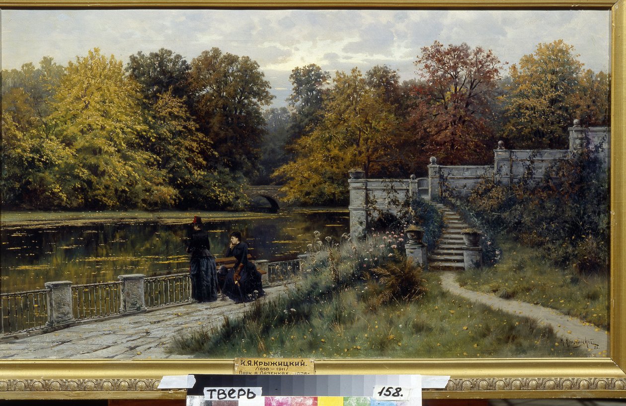 Parque Lazienki (Varsovia, Polonia). Pintura de Konstantin Yakovlevich Kryzhitsky (1858-1911), óleo sobre lienzo de Konstantin Yakovlevich Kryzhitsky