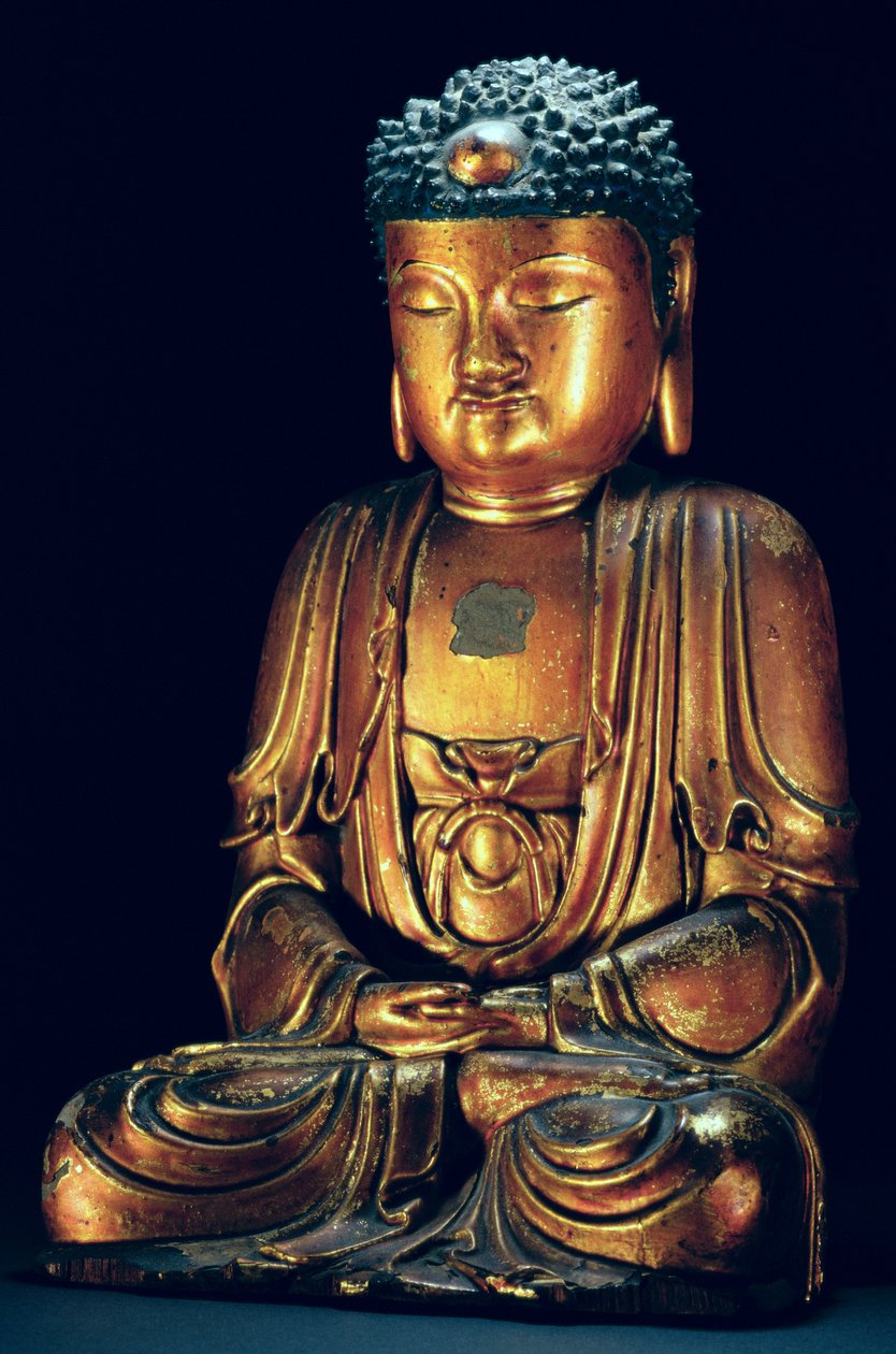 Figura del Buda sentado (laca dorada) de Korean School