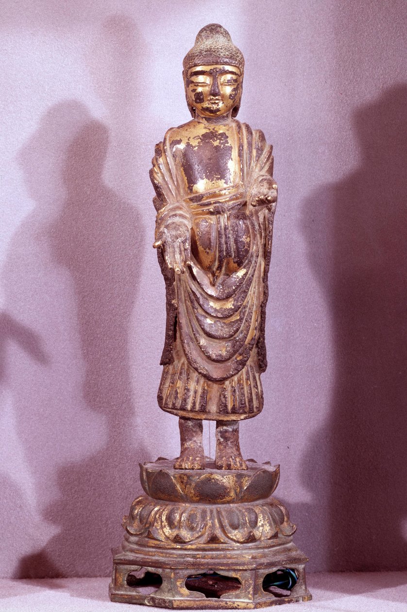 Arte coreano: estatuilla de Buda en bronce dorado. Período Silla, siglo VIII. Colección Hyung Pil Chun de Korean School