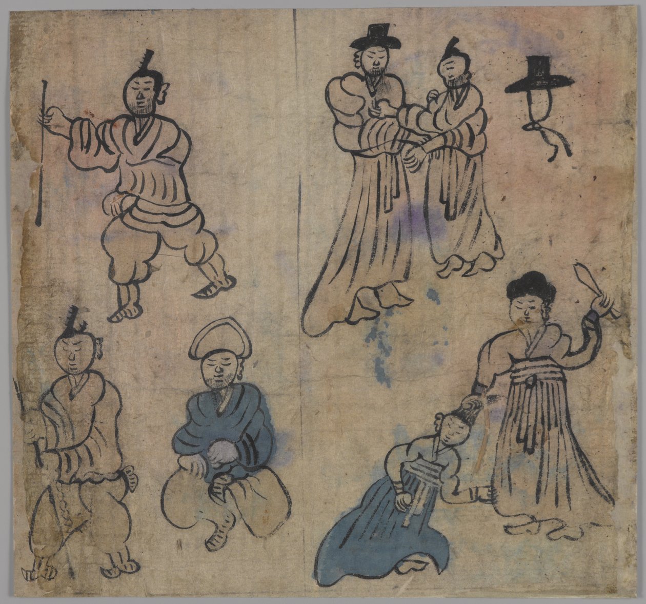 Escena de género, 1 de 4, siglo XIX de Korean School