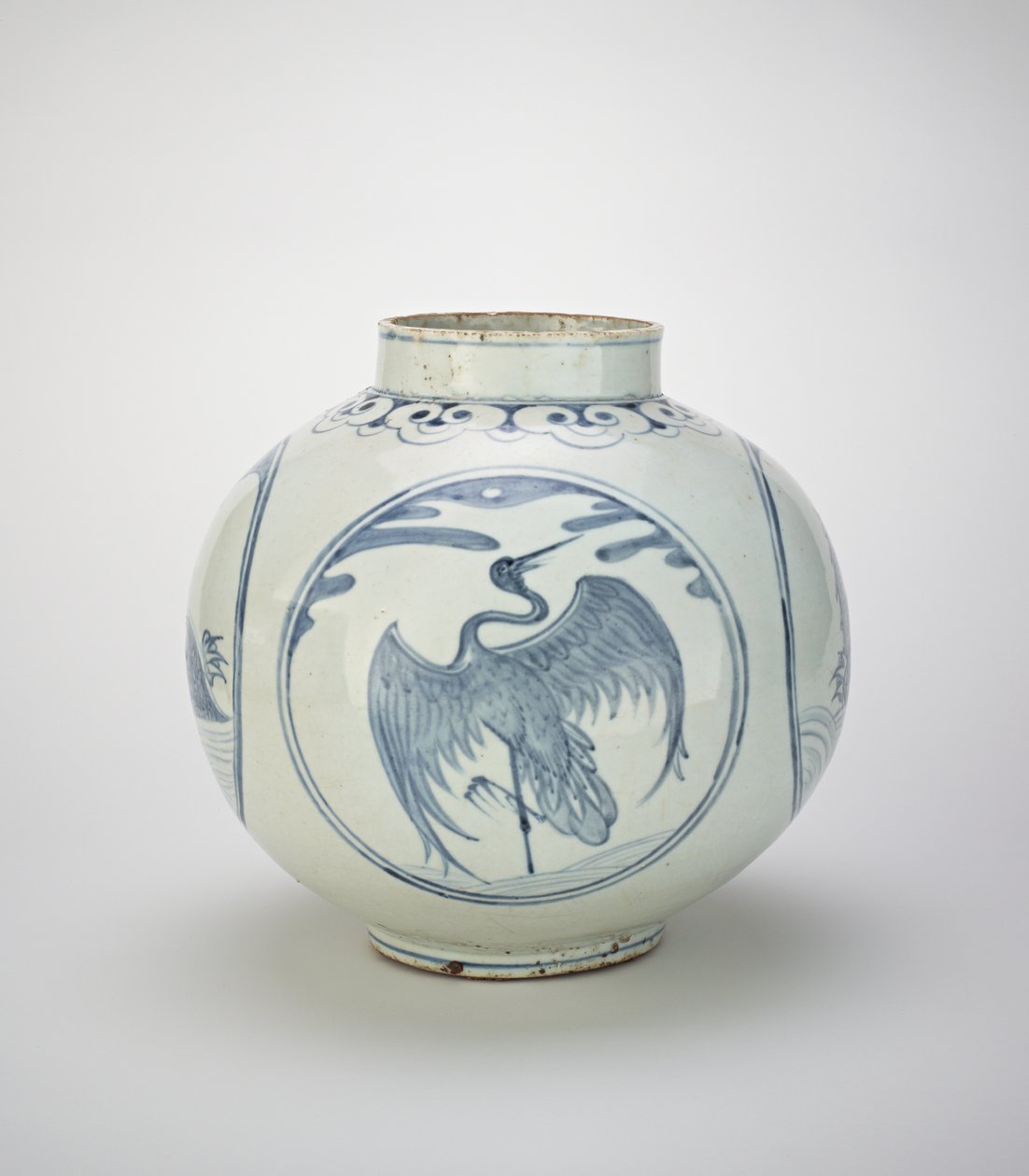 Jarra con diseños de tortugas y grullas, siglo XIX de Korean School