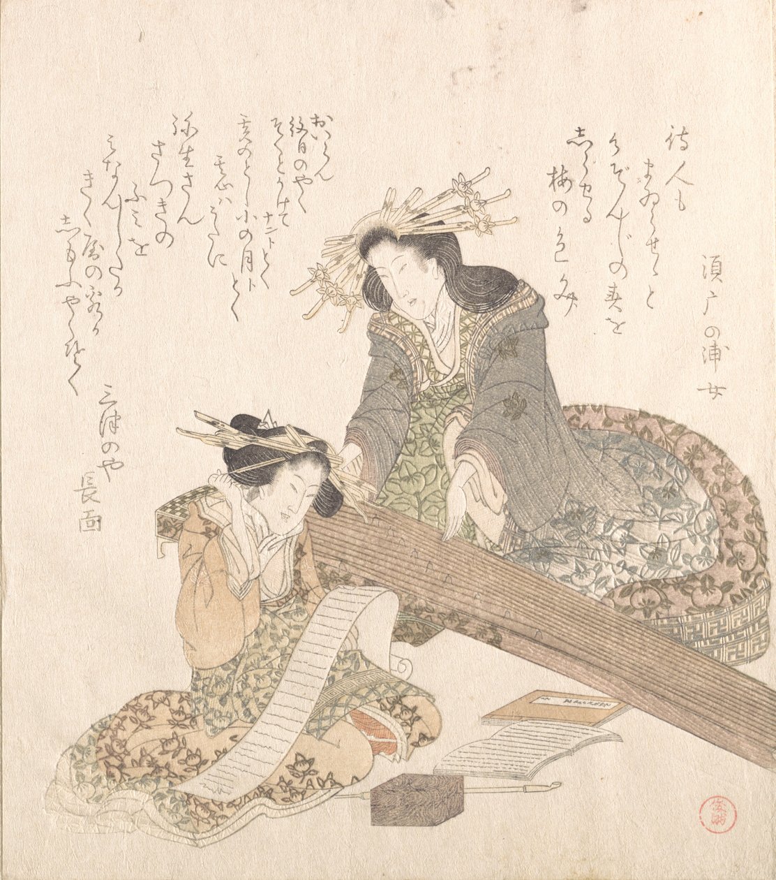 Dos cortesanas, finales del siglo XVIII-principios del siglo XIX de Kubo Shunman