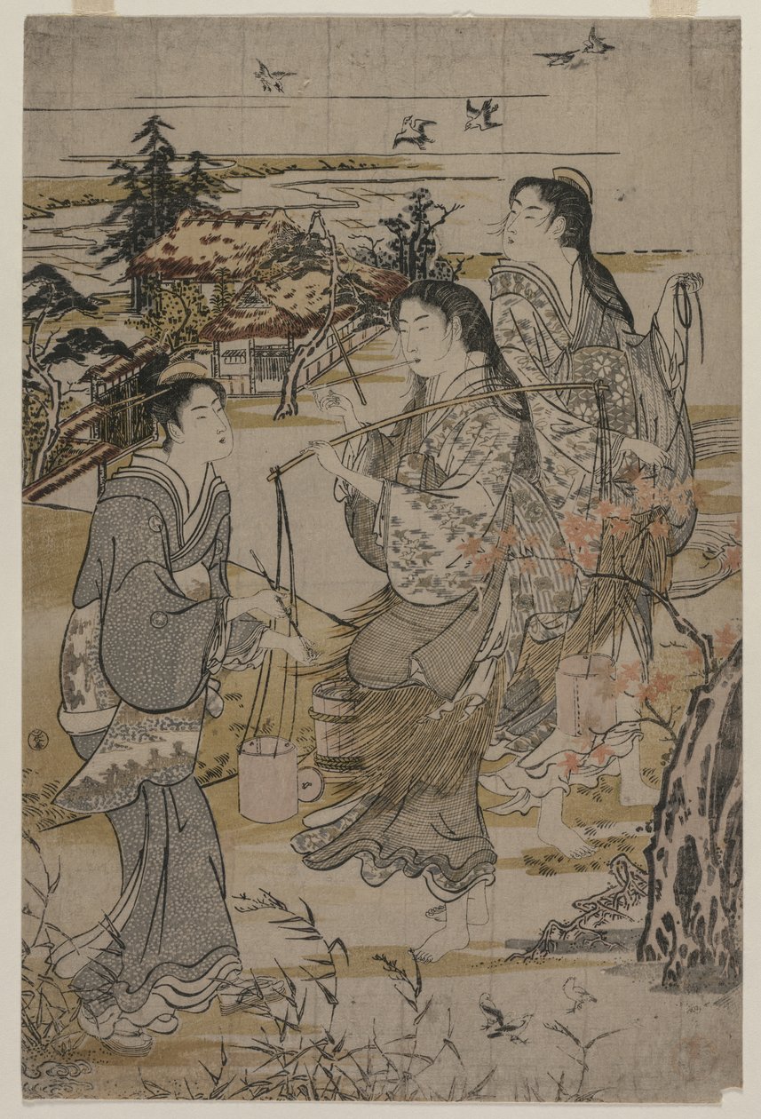 Mujeres con cubos de sal, El río Noda Tama en la provincia de Mutsu, finales de 1780s de Kubo Shunman