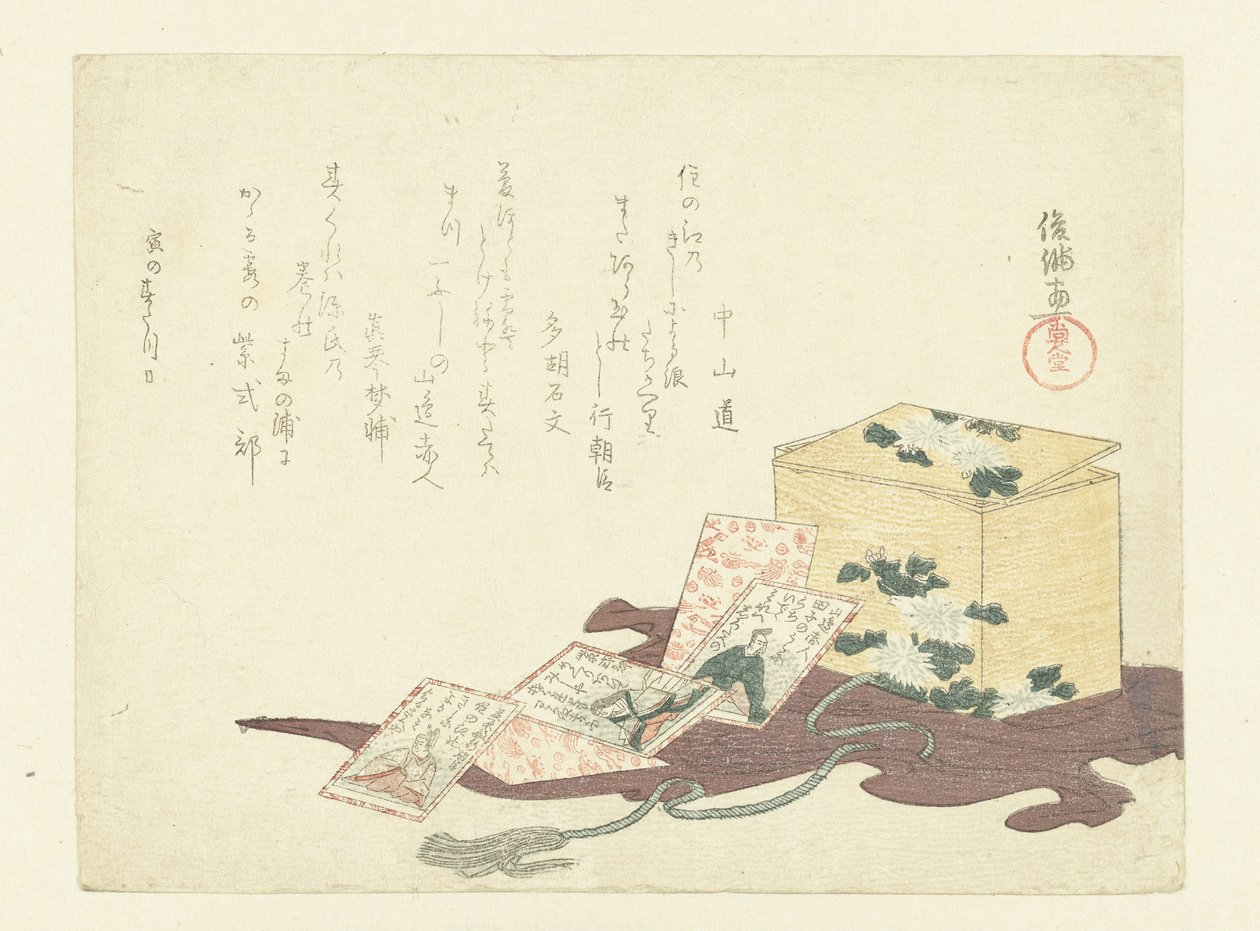 Un juego de cartas y su caja de Kubota Shunman