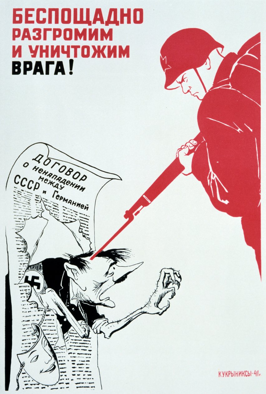 ¡Golpeemos y aniquilemos al enemigo de cadera y muslo!, 1941 de Kukryniksy