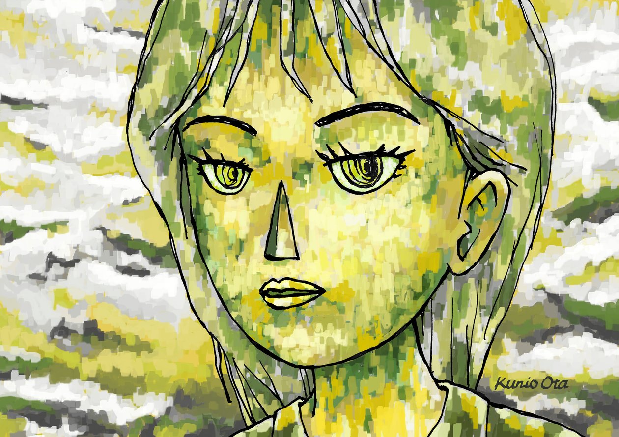Una mujer al sol tipo 2 , 2023 (pintura digital) de Kunio Ota