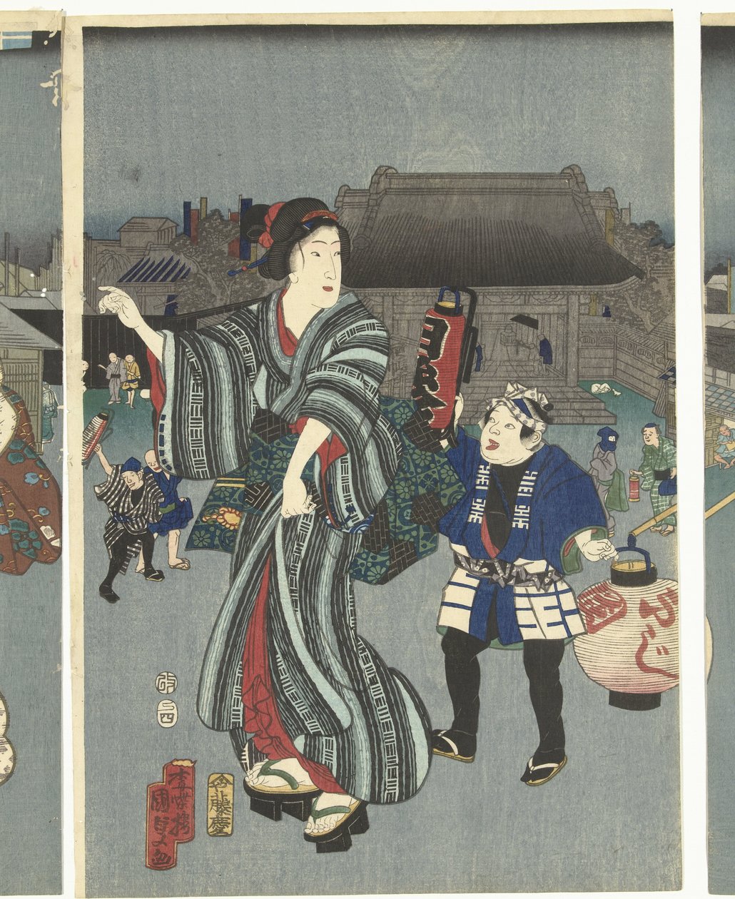 festival del templo de Kunisada (II) , Utagawa