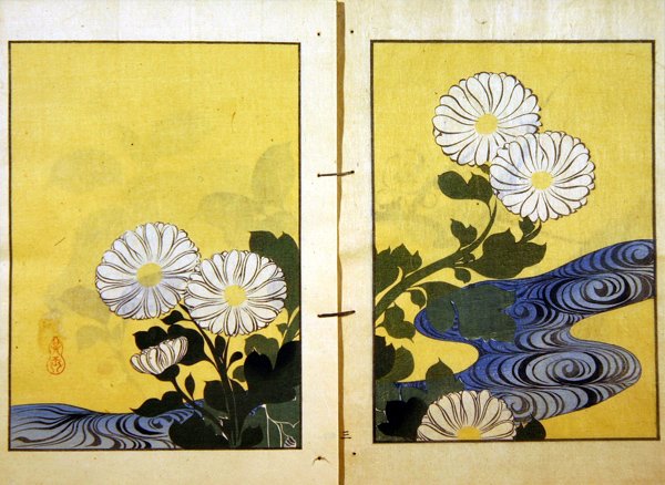 Flores junto a un arroyo, de una edición de la obra de Kigyoku publicada por Kobayashi Bunshi en 1901 de Kurokawa Yasusada Kigyoku
