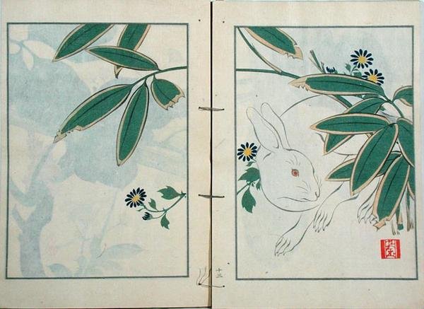 El conejo, de una colección de obras del artista publicada por Kobyashi Bunscichi en 1901 de Kurokawa Yasusada Kigyoku