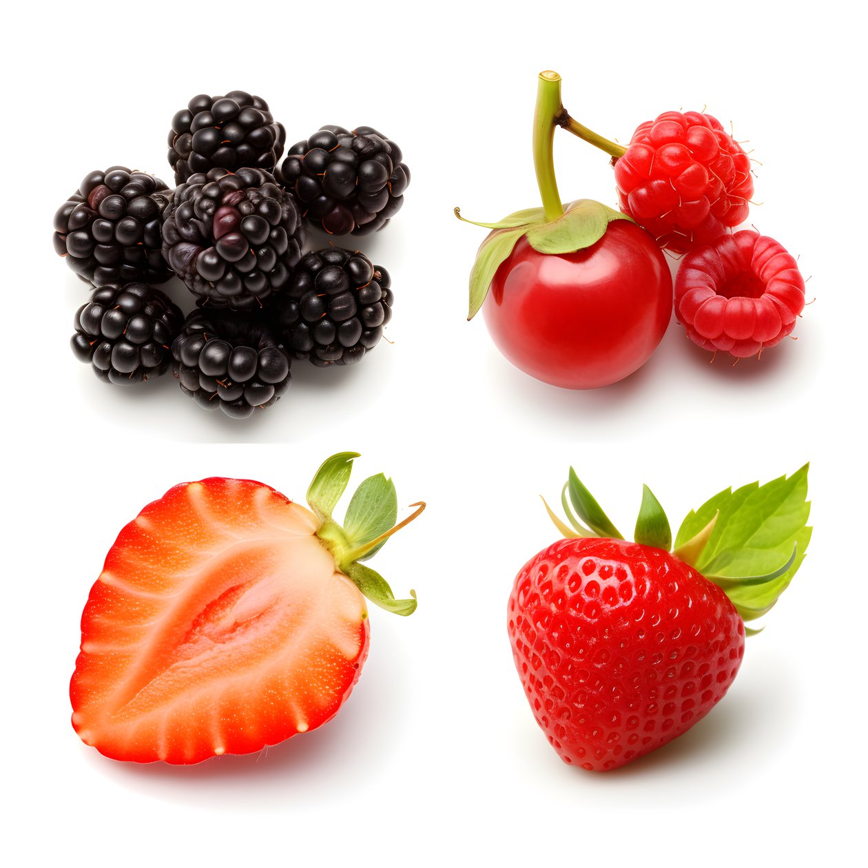 4 frutas y bayas aisladas sobre fondo blanco conjunto. 2 de Kurt Heppke
