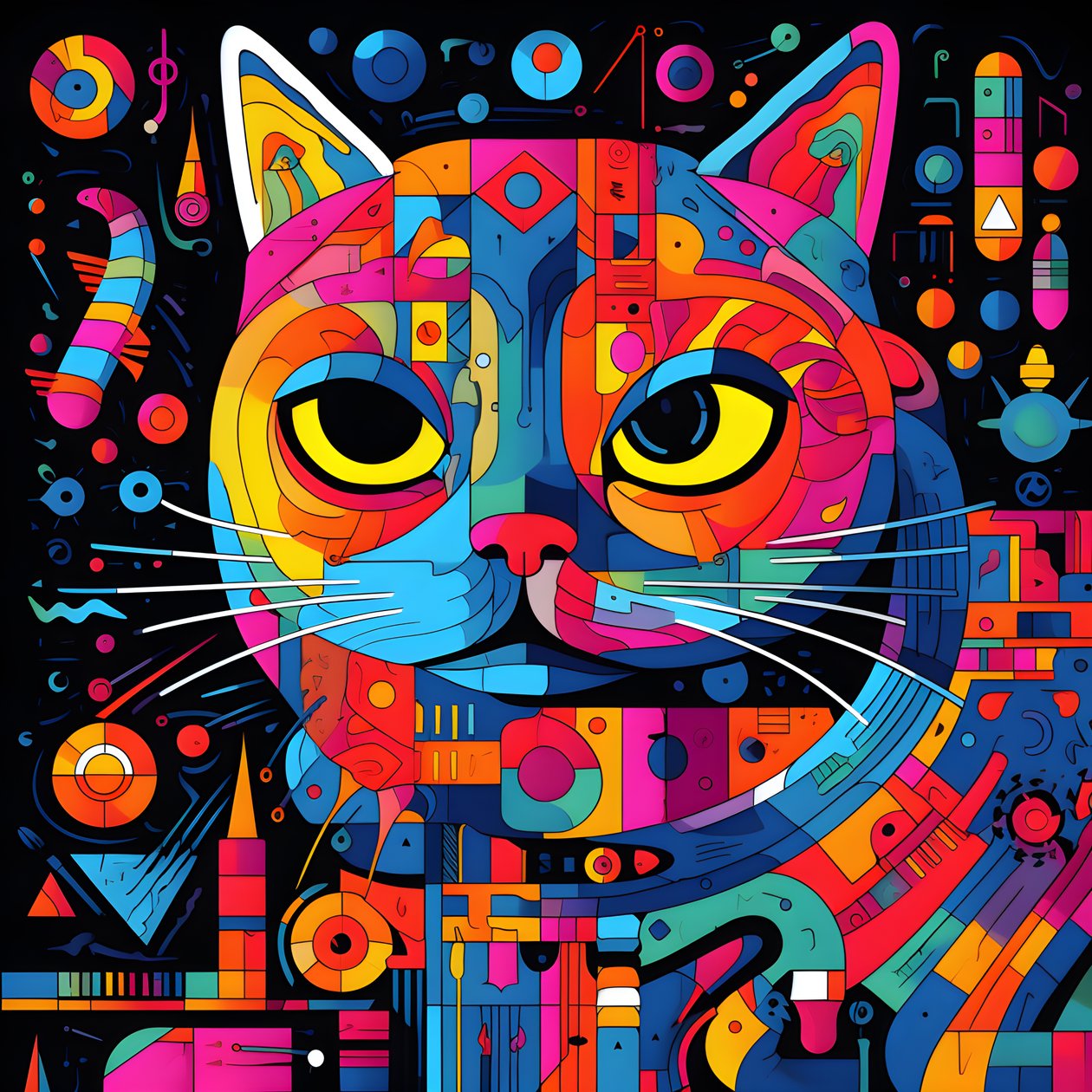 Dibujo abstracto de gato 2 de Kurt Heppke