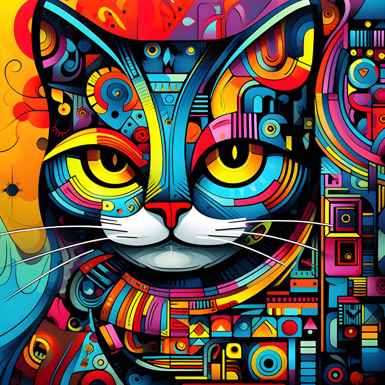 Dibujo abstracto de gato 4 de Kurt Heppke