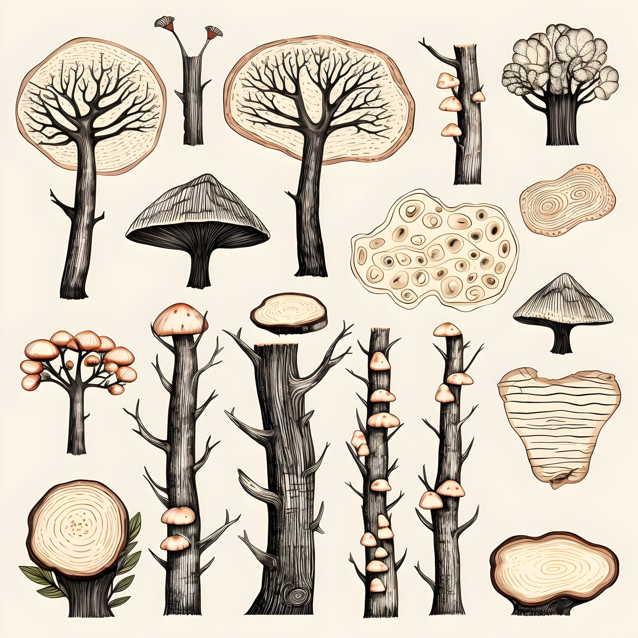 Tronco de árbol secciones, boho clipart, patrón de dibujo boho, tronco boho 3 de Kurt Heppke