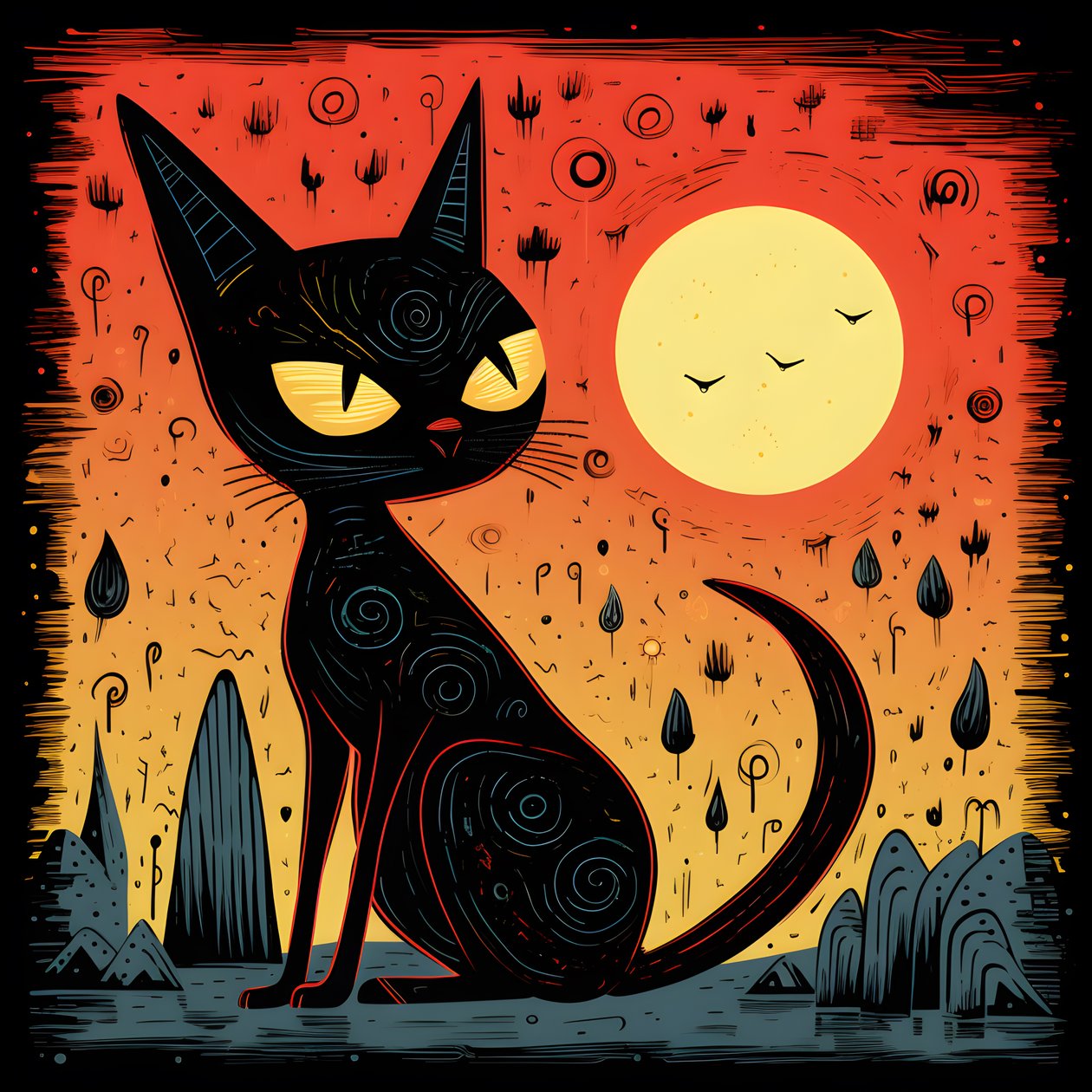 Dibujos animados Esfinge caprichosa Gato 2 de Kurt Heppke