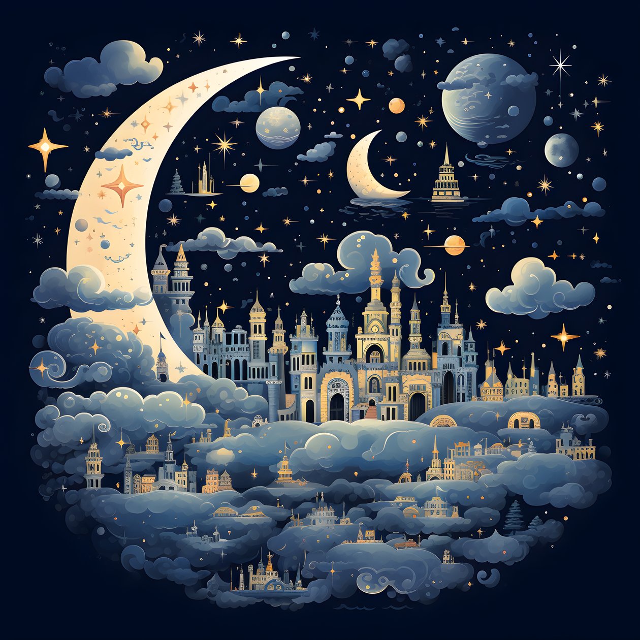 Esta es una colección de ilustración aislada de fantasía de los elementos del cielo 3 de Kurt Heppke