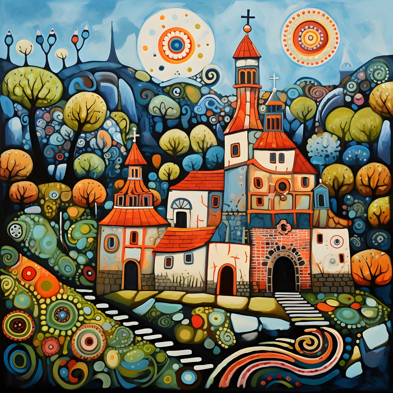Pintura de un pueblo búlgaro, iglesia ortodoxa 3 de Kurt Heppke