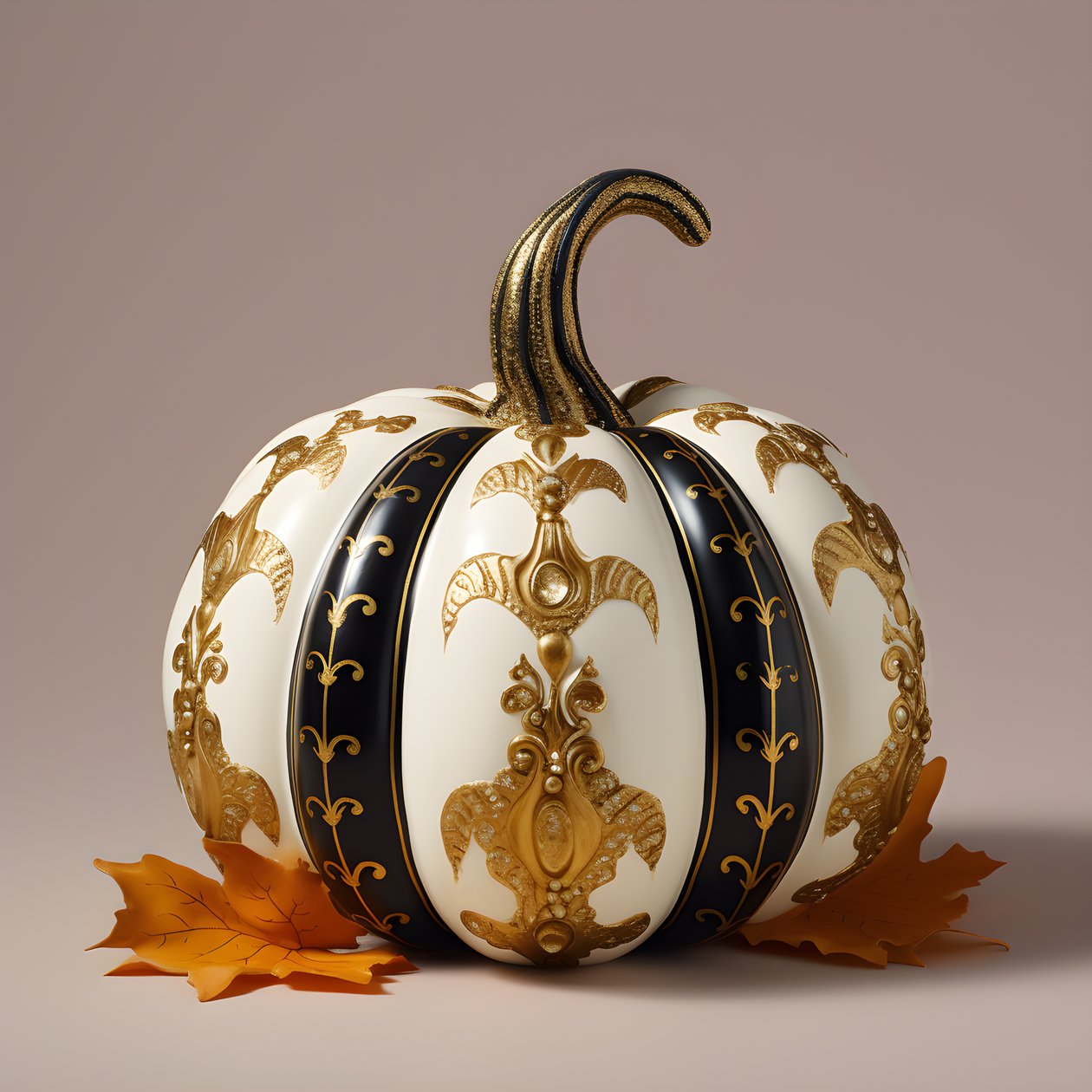 Oro blanco y negro, calabaza sobre fondo beige 3 de Kurt Heppke