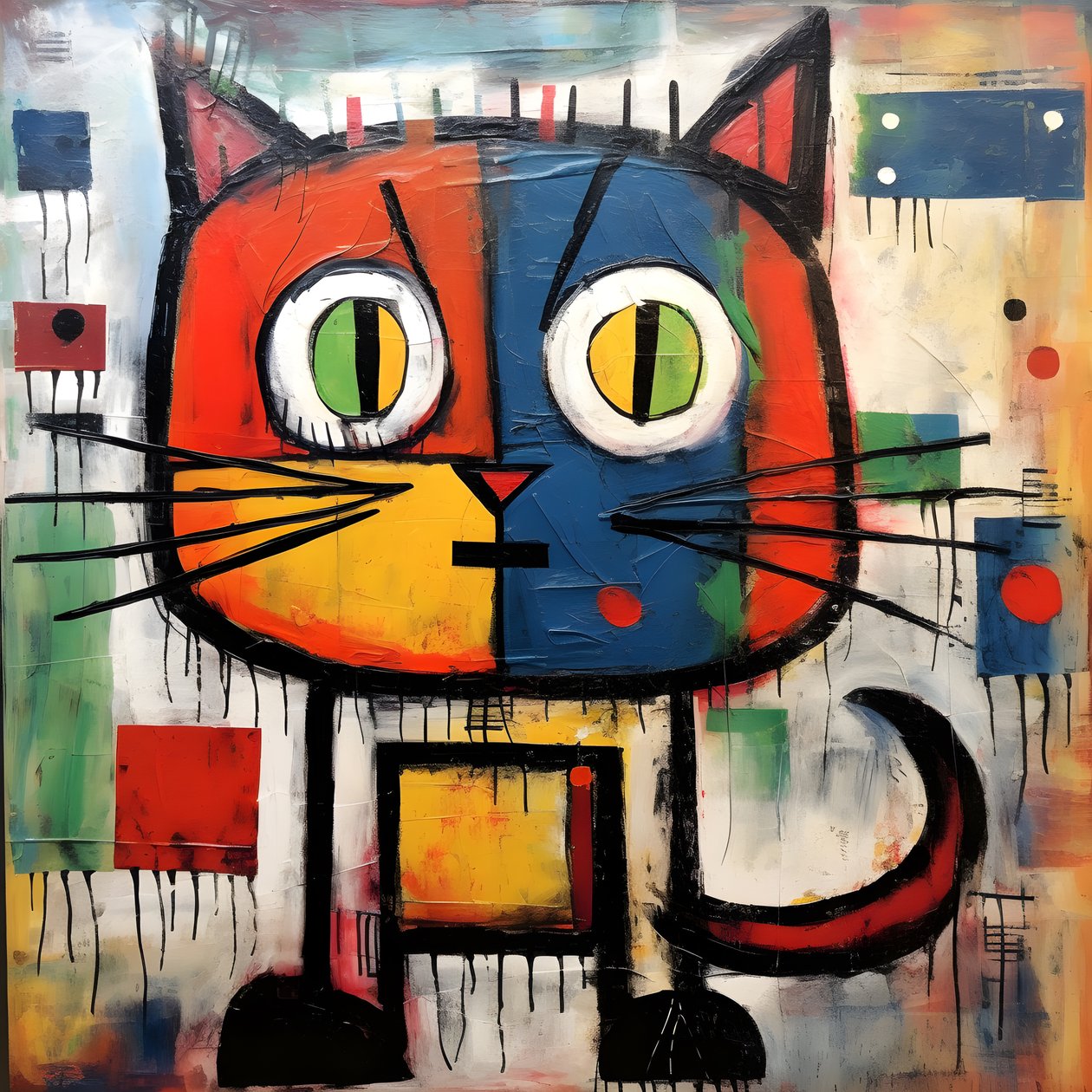 Lindo gato al estilo de Picasso, Joan Miró y Basquiat 2 de Kurt Heppke