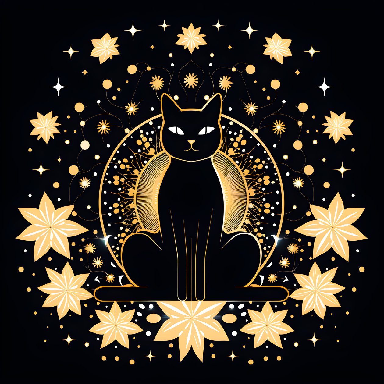 Gato en meditación sentado sobre una flor de loto 2 de Kurt Heppke