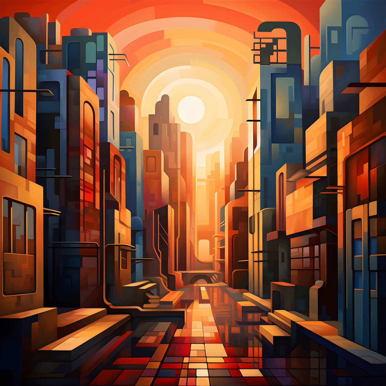 Pintura cubista de paisajes urbanos 1 de Kurt Heppke