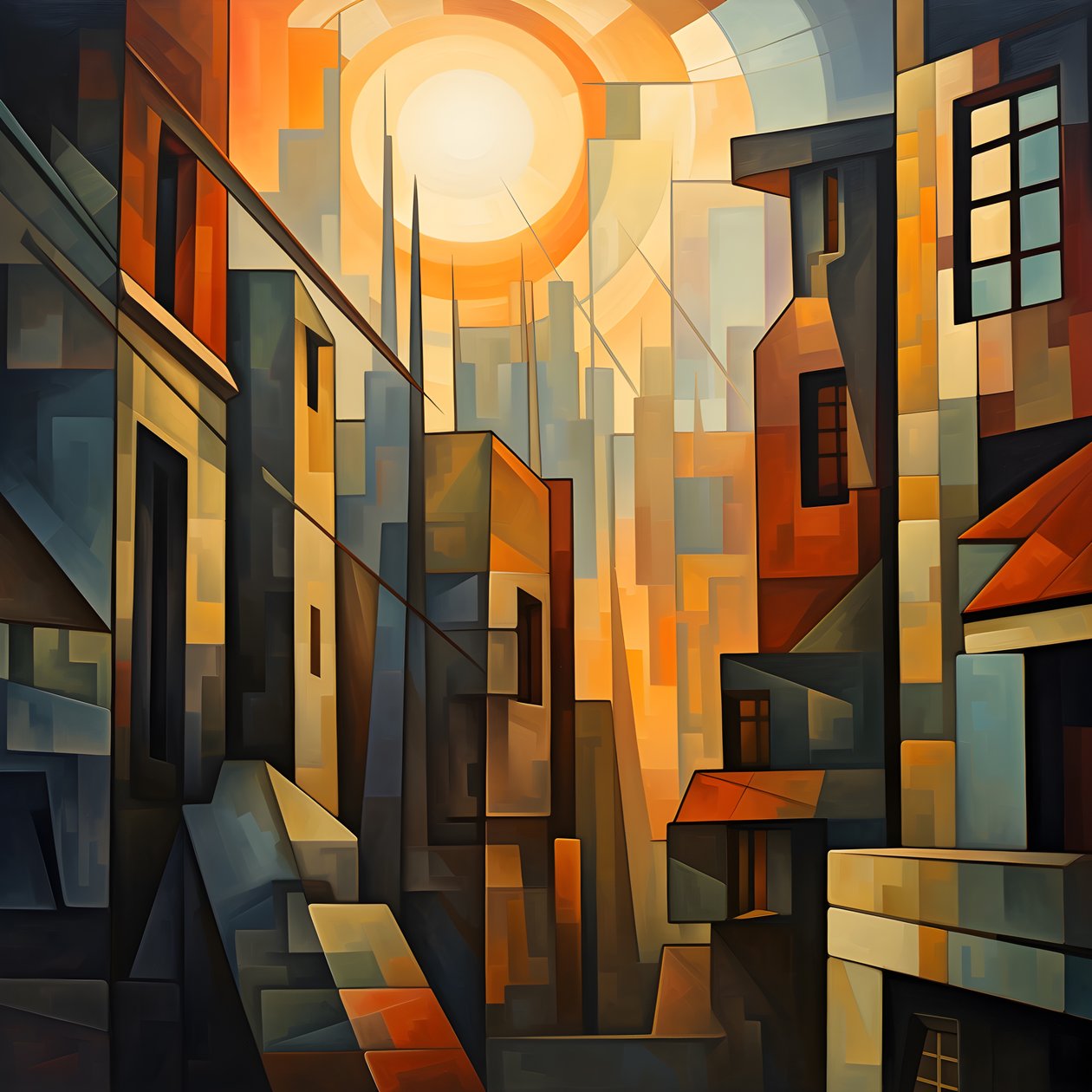 Pintura cubista de paisajes urbanos 3 de Kurt Heppke