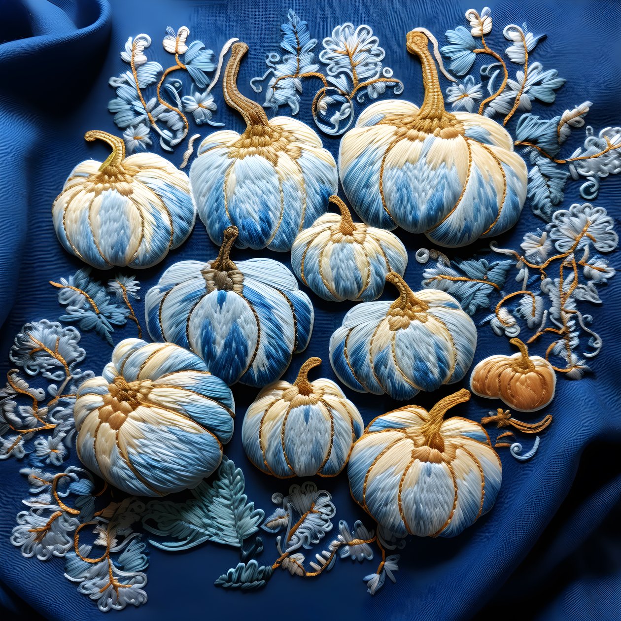 Stickereikuerbisse en Blautoenen 1 de Kurt Heppke