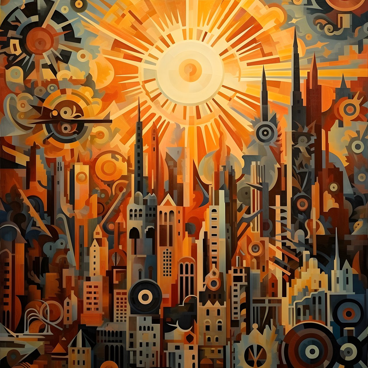 engranajes y herramientas abstracto amanecer 1950s 1 de Kurt Heppke