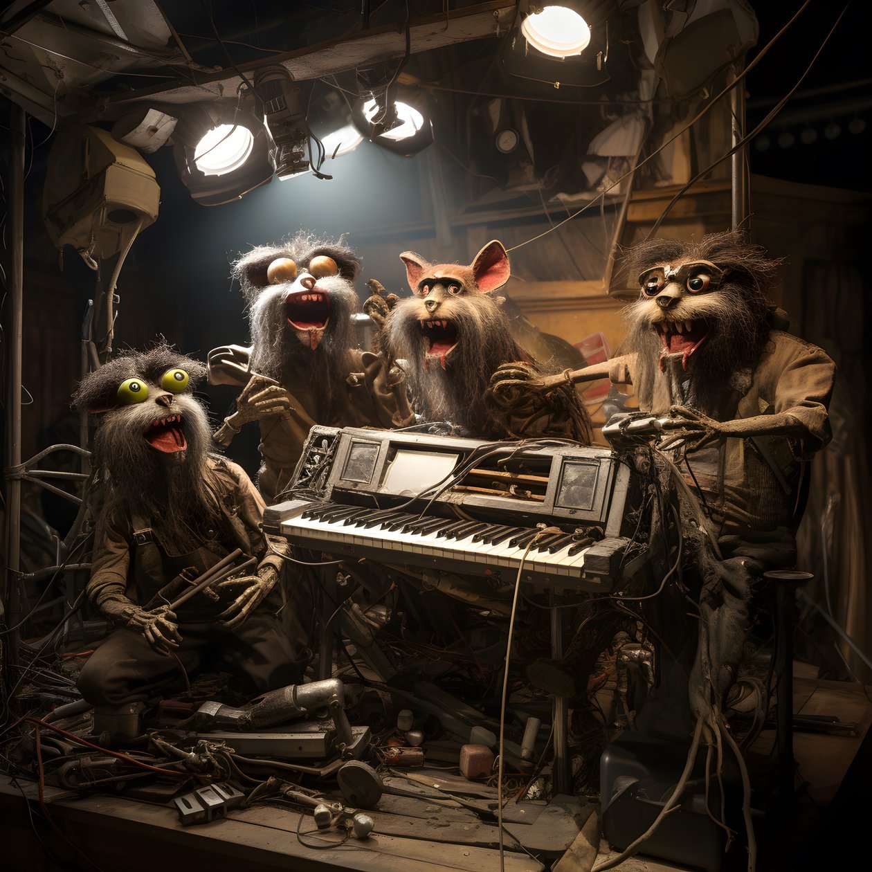 animatronics de animales espeluznantes, peludos y rotos interpretando música en un escenario 4 de Kurt Heppke