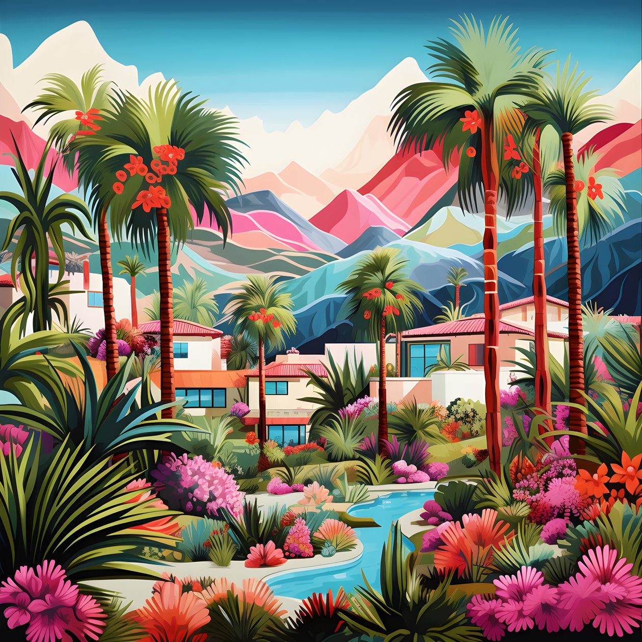 ilustración detallada de Palm Springs 3 de Kurt Heppke