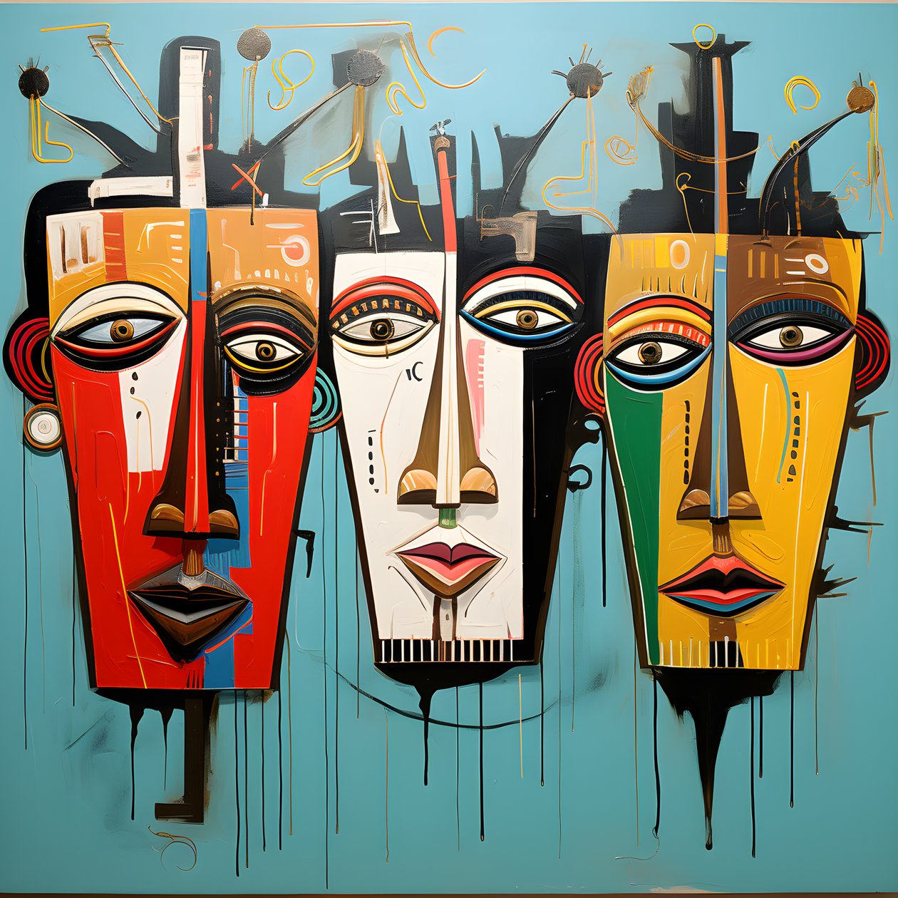 un cuadro muestra un grupo de cuatro cabezas en una pared 4 de Kurt Heppke
