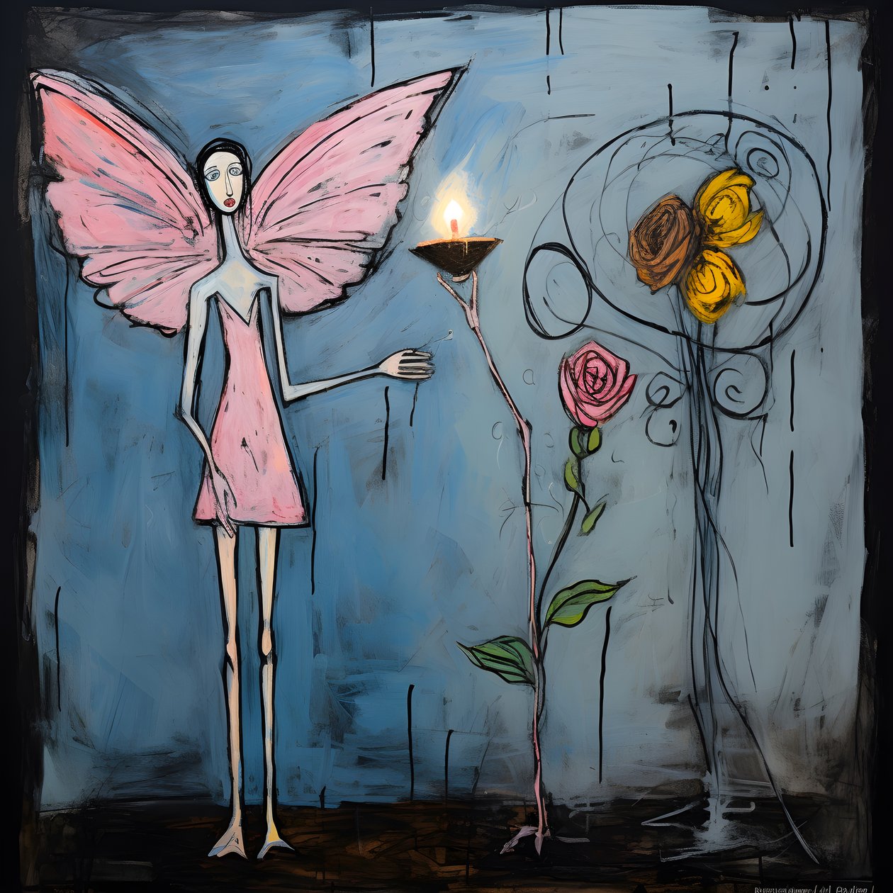 acuarela original de un ángel que sostiene una mariposa 2 de Kurt Heppke