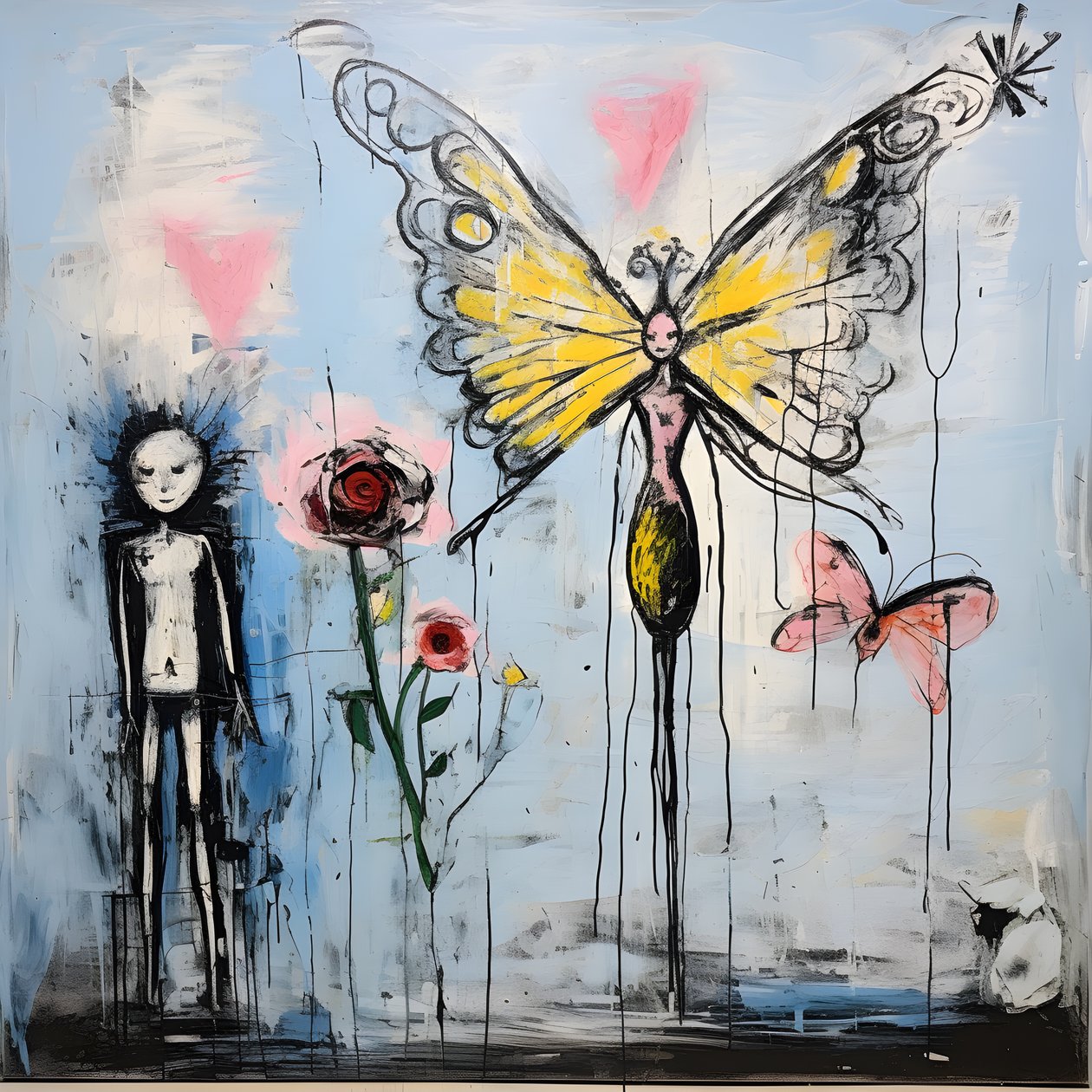 acuarela original de un ángel que sostiene una mariposa 4 de Kurt Heppke