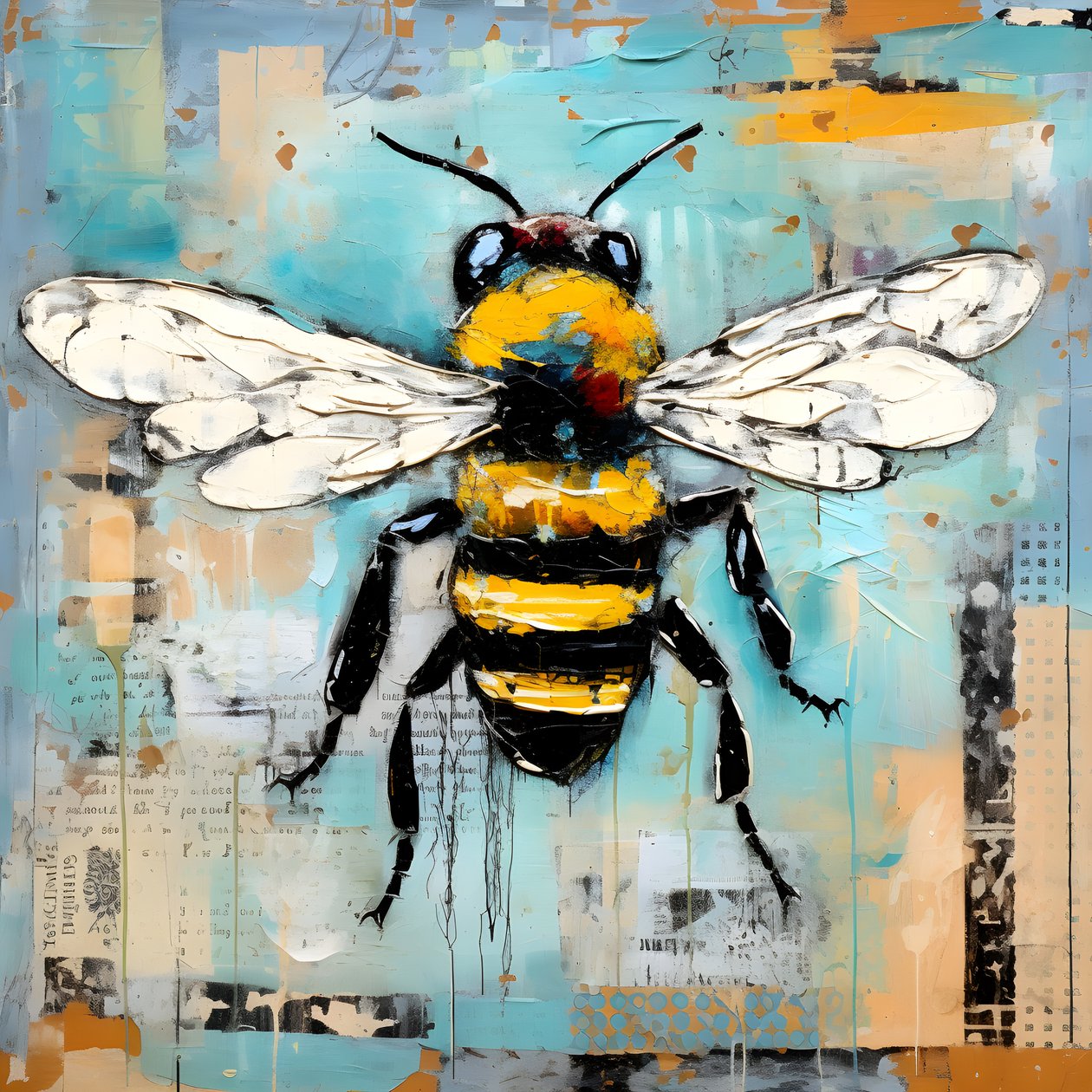 una abeja ilustración en pastel impasto óleo técnica 4 de Kurt Heppke