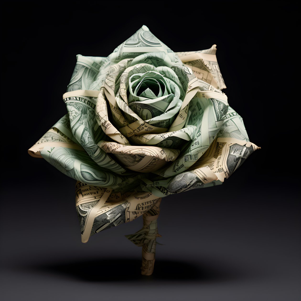 una rosa hecha de billetes de 100 dólares, que son eléctricos 3 de Kurt Heppke