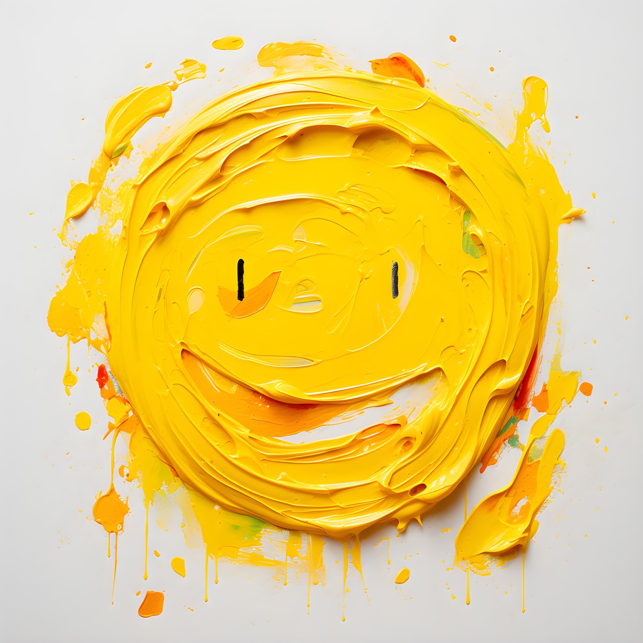carita sonriente amarilla pintada con Impasto 2 de Kurt Heppke